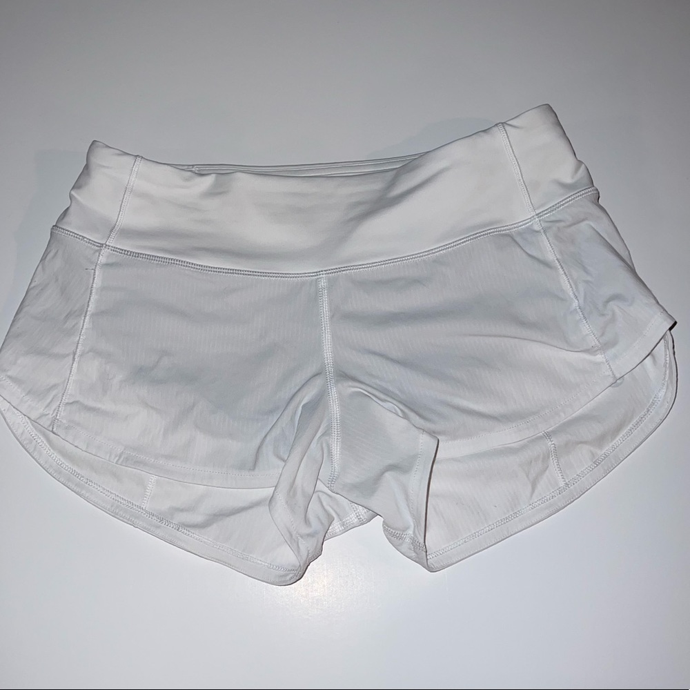 lululemon size 2 white speed ups, 2.5”.